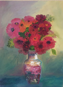 Still Life Flowers Canvas Oil Painting | Hanging Wall Art | Flower In A Beautiful Vase 18"W x 24"H