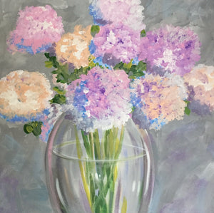 Summer Flowers Canvas Painting | Lilac Fine Art Hanging Wall Decor | Vase & Flowers