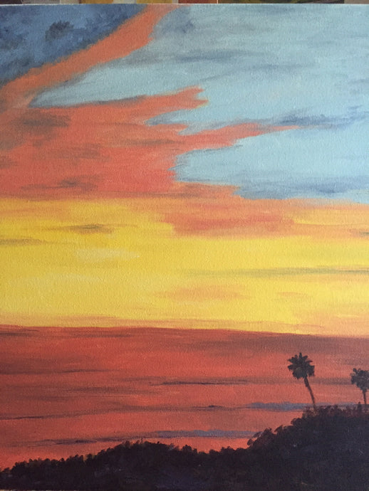 Santa Barbara Sunset Canvas Oil Painting | Still Life Hanging Wall Decor | Abstract Home Accents 18