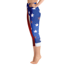 Load image into Gallery viewer, 4th of July American Flag - Yoga Capri Leggings