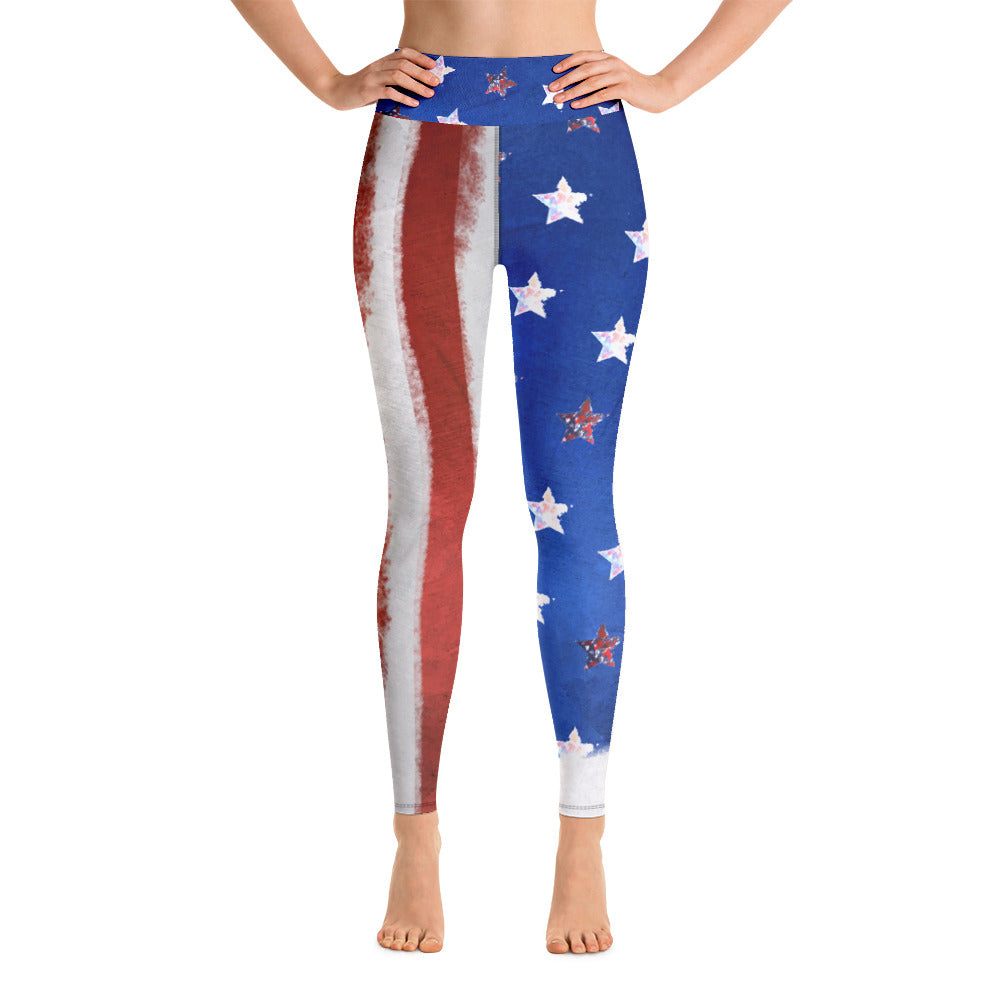 4th of July American Flag - Yoga Leggings